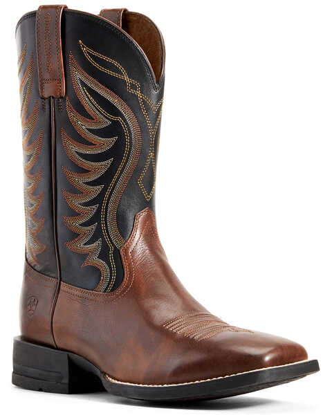 Ariat Men's Amos Hand Stained Western Boots - Square Toe, Brown, hi-res