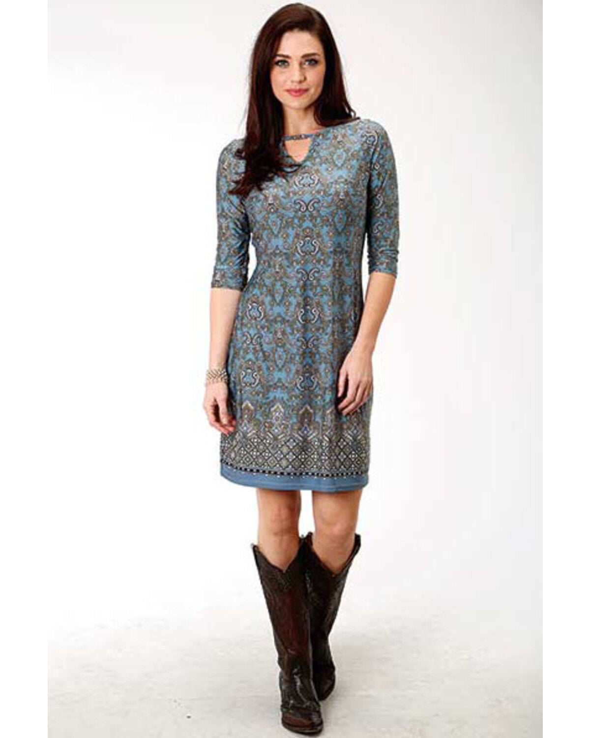 border print shift dress