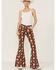 Image #1 - Ranch Dress'n Women's Buckaroo Print Super Flare Jeans, Rust Copper, hi-res