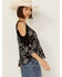 Image #2 - Wild Moss Women's Paisley Print Crochet Cold Shoulder Top, Black, hi-res