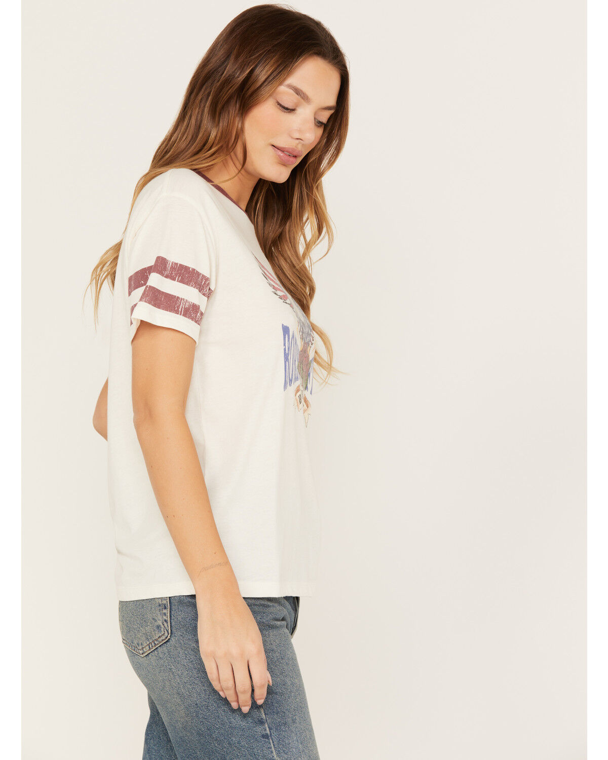 Image #2 - White Crow Women's American Made Football Short Sleeve Graphic Tee, White, hi-res