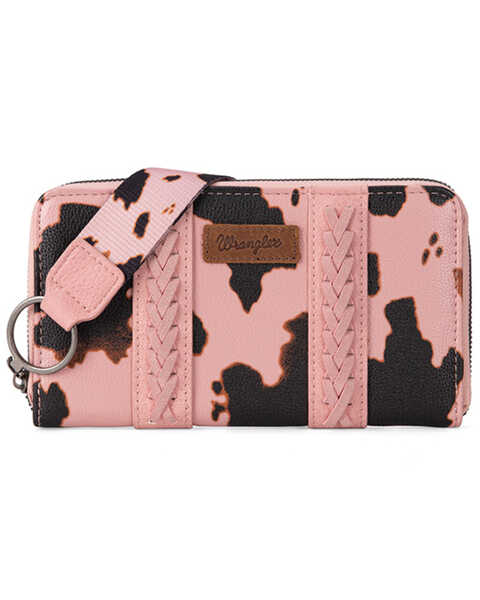 Wrangler Women's Cow Print Wallet , Pink, hi-res