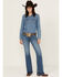 Image #1 - Wrangler Retro Women's Mae Medium Wash Mid Rise Stretch Trouser Jeans, Medium Wash, hi-res