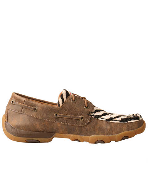 Image #2 - Twisted X Women's Zebra Hair On Hide Boat Shoes, Brown, hi-res