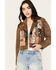 Image #1 - Cleo + Wolf Women's Patchwork Leather Moto Jacket, Brown, hi-res