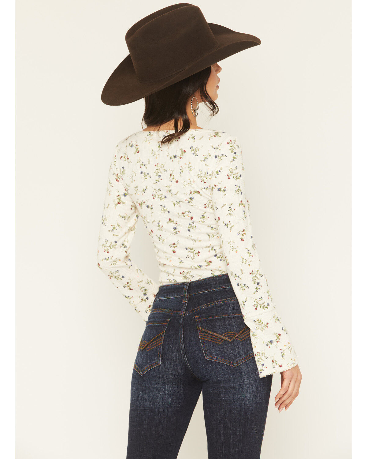 Image #4 - Idyllwind Women's Harborwood Floral Print Bell Long Sleeve Top, Cream, hi-res