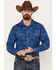Image #1 - Rock & Roll Denim Men's V46 Paisley Print Long Sleeve Snap Western Shirt, Dark Blue, hi-res