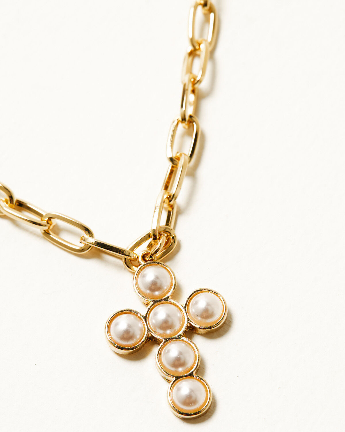 Image #2 - Shyanne Women's 14K Gold Plated Pearl Cross Pendant Necklace, Gold, hi-res