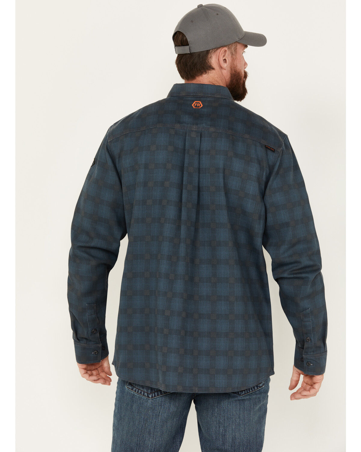 Image #4 - Hawx Men's FR Plaid Print Long Sleeve Button-Down Work Shirt, Slate, hi-res