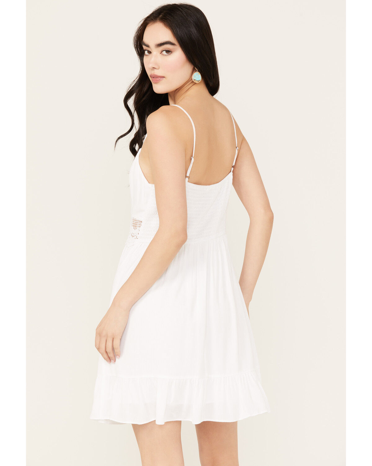 Image #4 - Jolt Women's Crochet Waist Mini Dress, White, hi-res