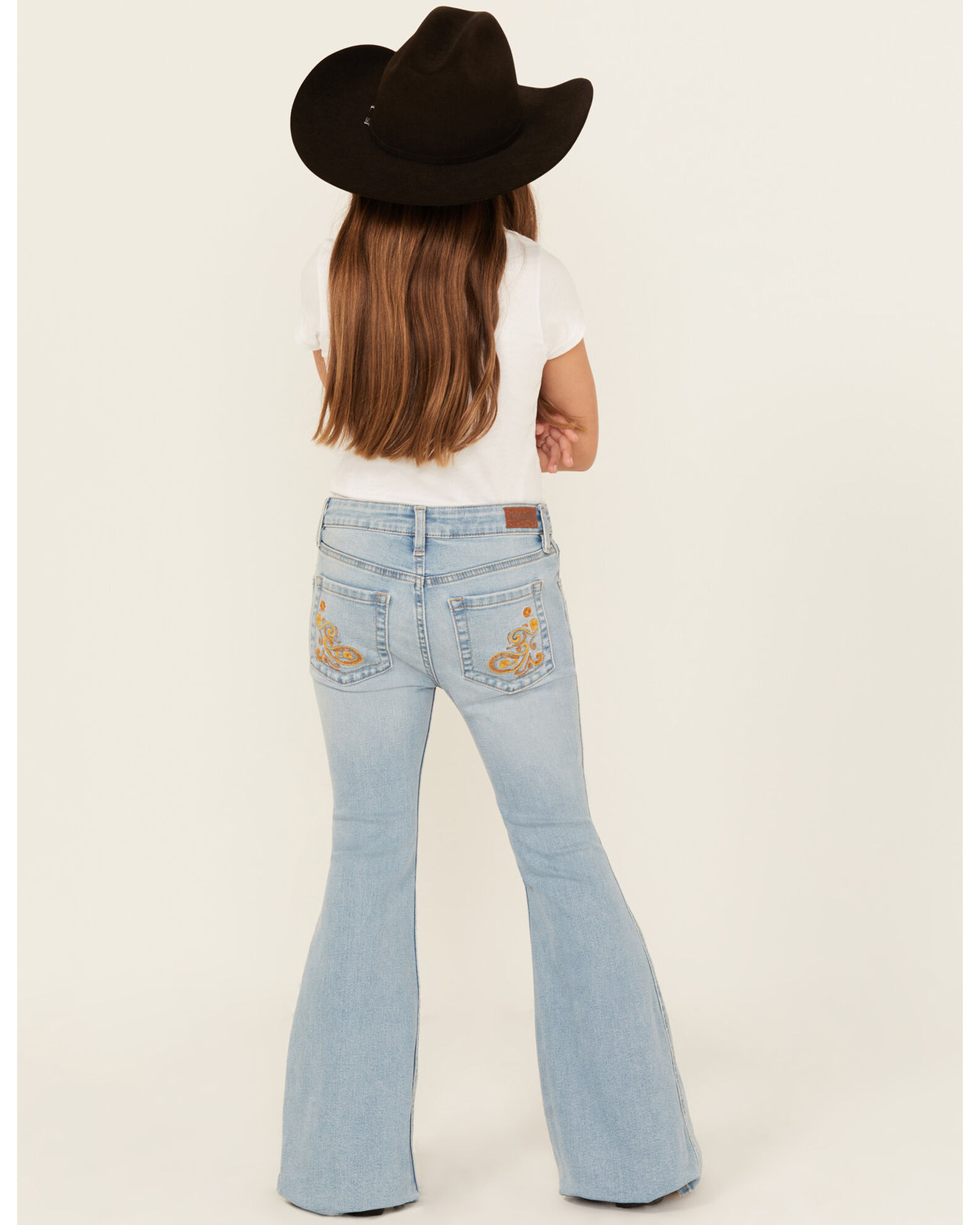 Shyanne Girls' Ophelia Floral Embroidered Light Wash Flare Stretch Denim  Jeans - Country Outfitter