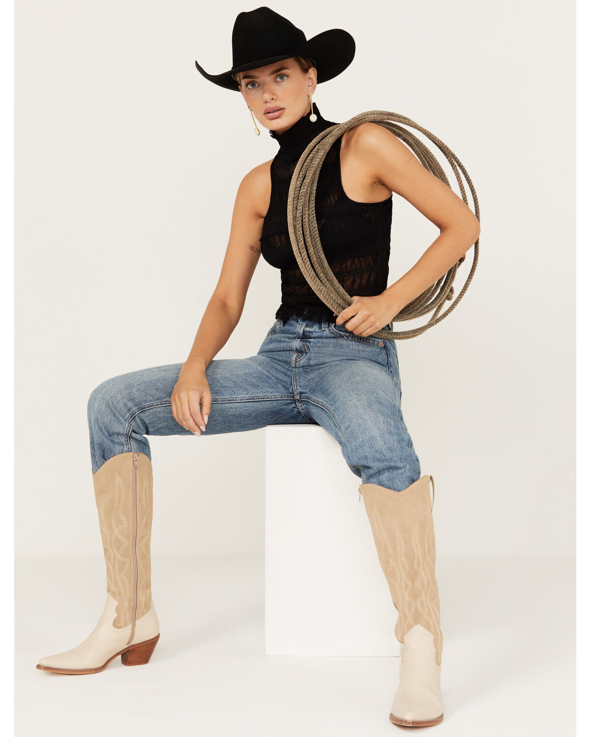 Image #1 - Free People Women's Clementine Top, Black, hi-res