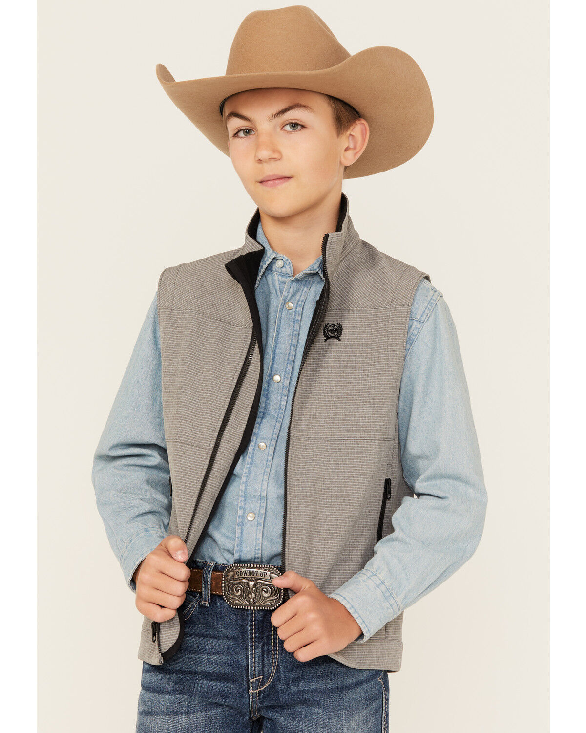 Image #1 - Cinch Boys' Bonded Vest, Grey, hi-res