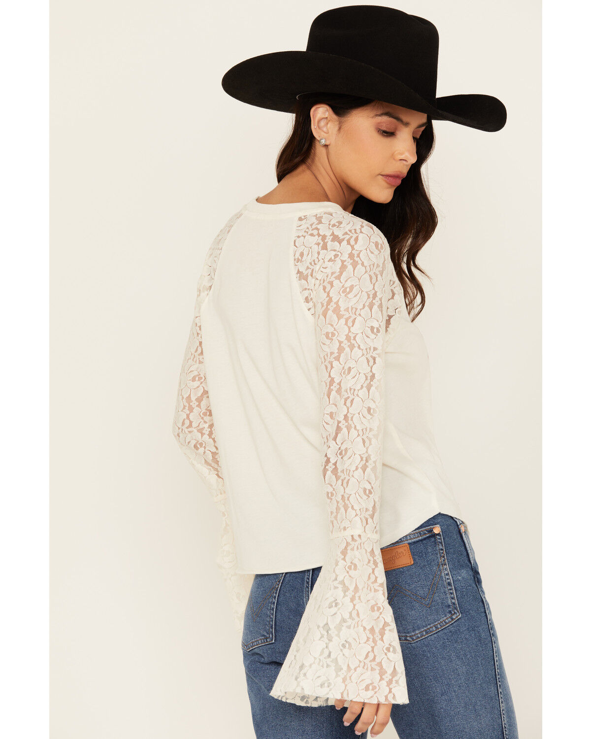 Image #4 - Shyanne Women's Steer Lace Long Sleeve Graphic Tee, Off White, hi-res