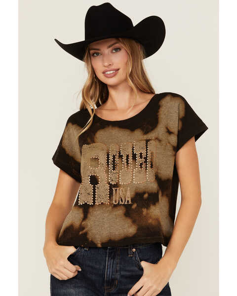 Ariat Women's Rodeo USA Bleached Short Sleeve Graphic Tee, Black, hi-res