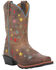 Image #1 - Dan Post Girls' Starlett Leather Boots - Square Toe , Brown, hi-res