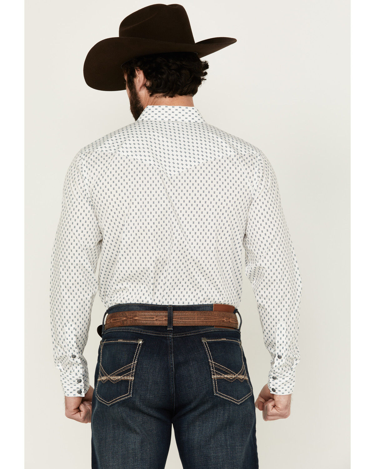 Image #4 - Gibson Men's Polka Geo Print Long Sleeve Snap Western Shirt, White, hi-res