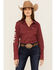 Image #1 - Ariat Women's Team Kirby Geo Print Long Sleeve Button-Down Stretch Western Shirt, Rust, hi-res