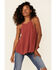 Image #1 - Moa Moa Women's Rust Copper High Neck Scallop Edge Tank Top , , hi-res