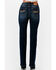 Image #1 - Grace in LA Women's Dark Wash High Rise Howdy Pocket 32" Straight Stretch Denim Jeans, Dark Wash, hi-res