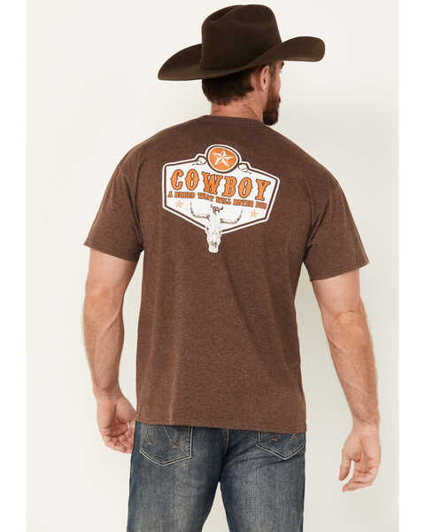 Cowboy Hardware Men's Cowboy Is A Breed Short Sleeve Graphic T-Shirt, Brown, hi-res