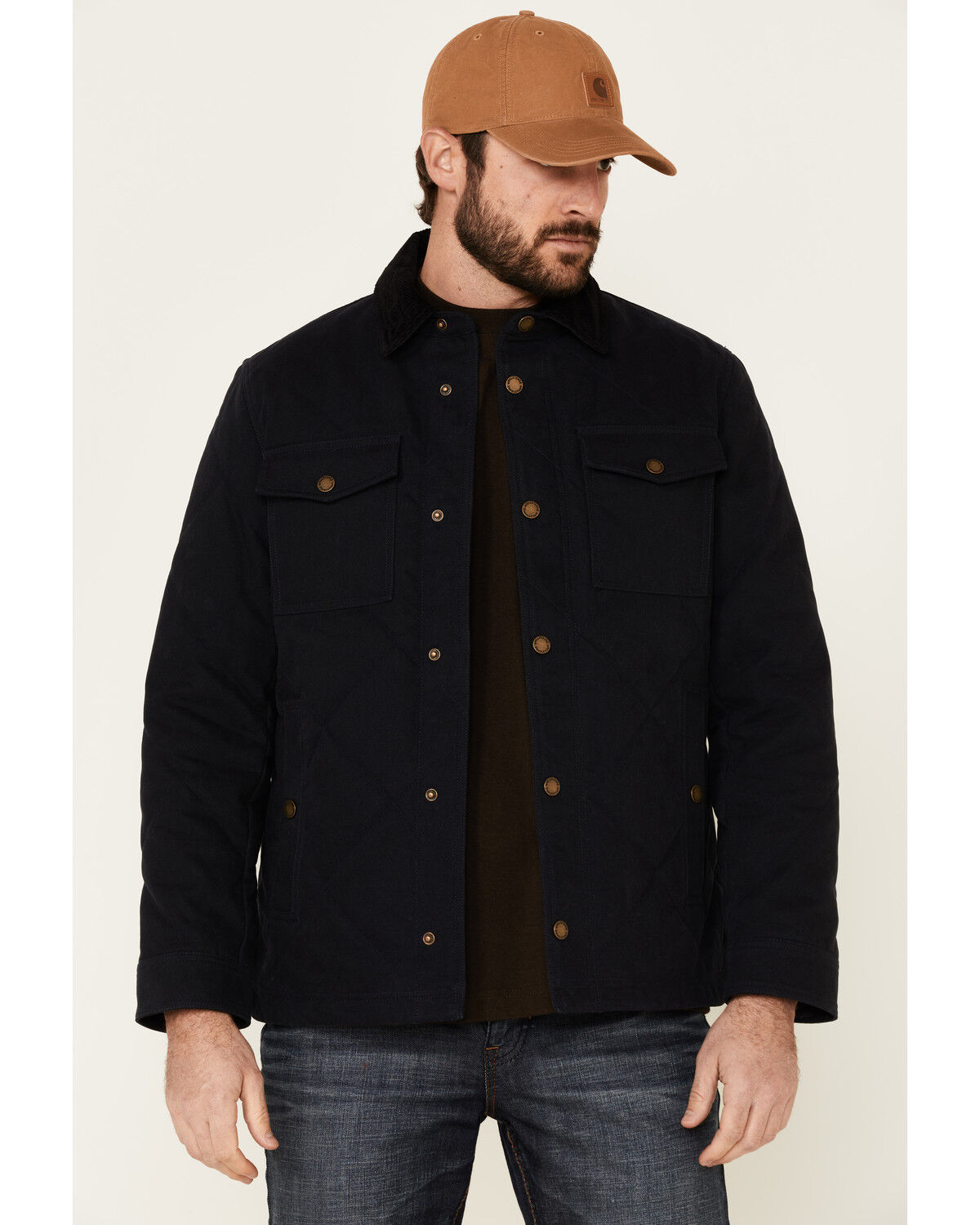 Image #1 - Pendleton Men's Solid Quilted Canvas Snap-Front Shirt Jacket, Navy, hi-res