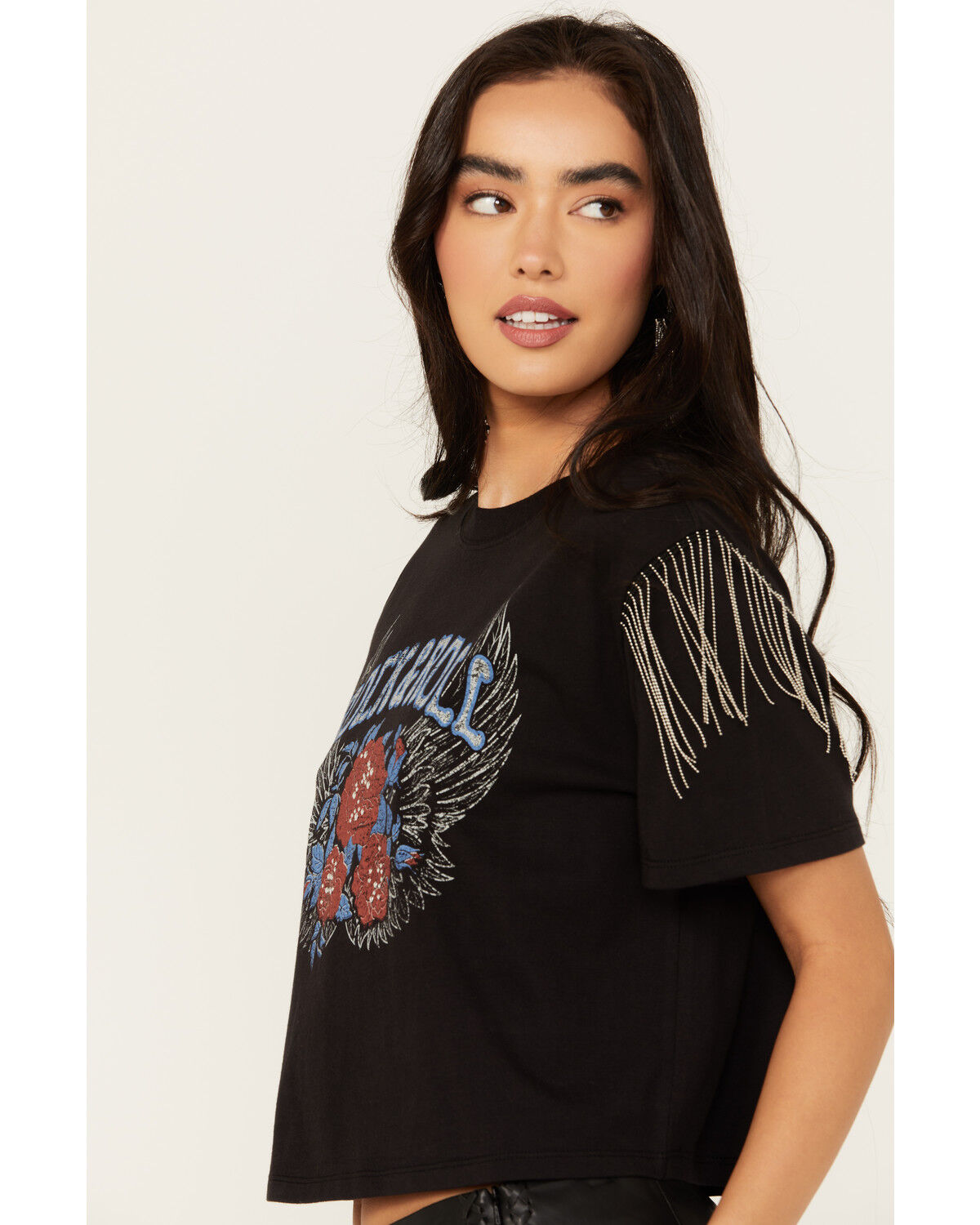Image #2 - Idyllwind Women's Robin Rock & Roll Embellished Short Sleeve Graphic Tee, Black, hi-res