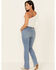 Image #2 - Rock & Roll Denim Women's Medium Wash Embroidered Mid Rise Bootcut Jean, Blue, hi-res