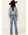 Shyanne Girls' Medium Wash Chevron Stitch Pocket Bootcut Jeans - Little, Blue, hi-res