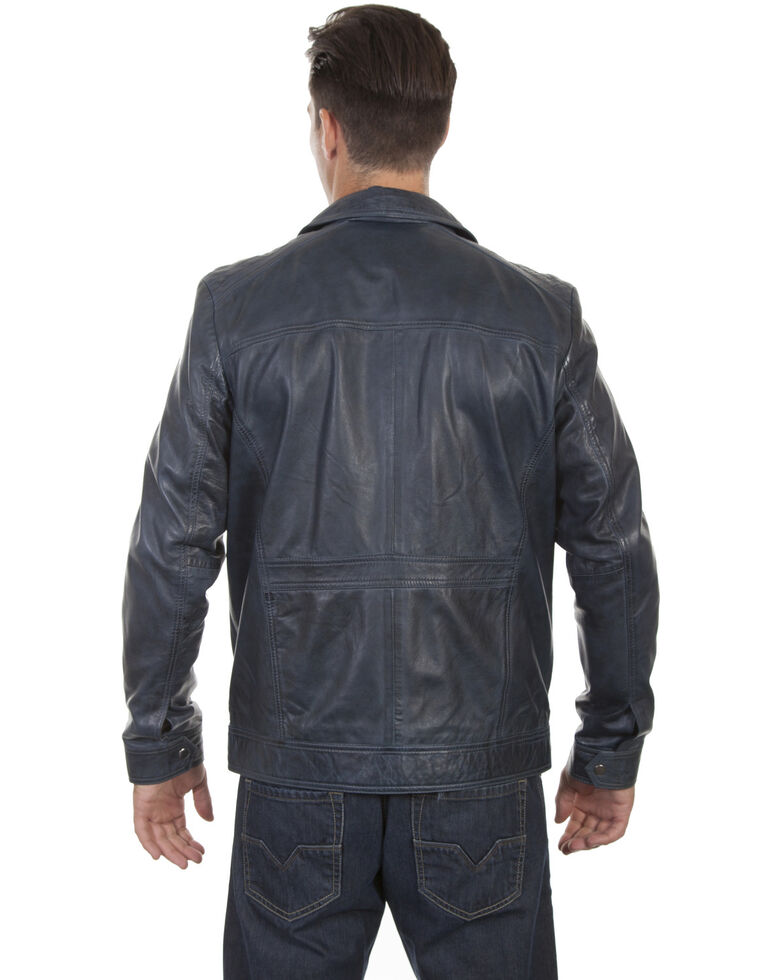 Scully Men's Denim Lamb Leather Retro Jacket, Indigo, hi-res