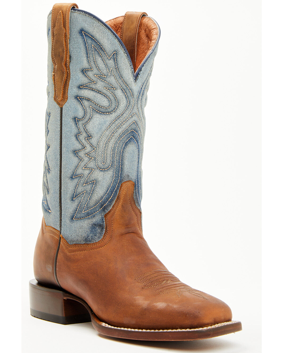 Image #1 - Dan Post Women's Ellie Western Boots - Broad Square Toe, Tan/turquoise, hi-res