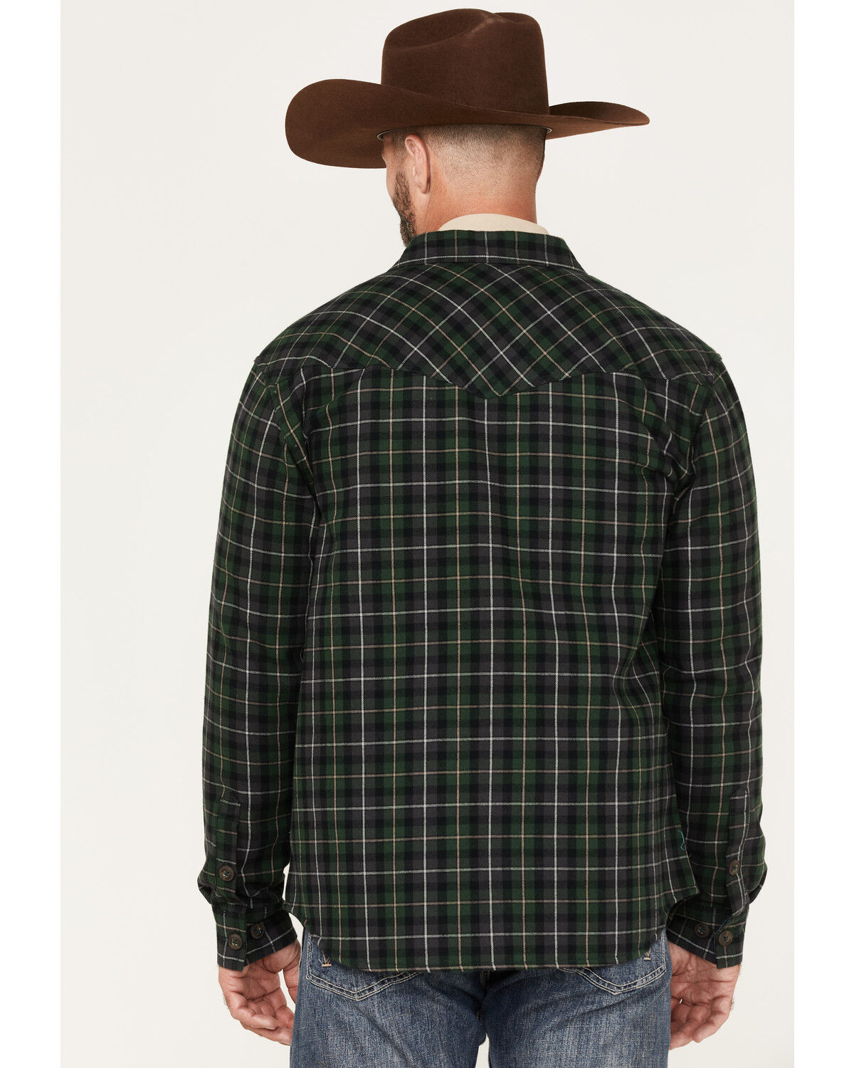 Image #4 - Cody James Men's Alder Tree Plaid Button Down Bonded Western Flannel Shirt Jacket, Green, hi-res