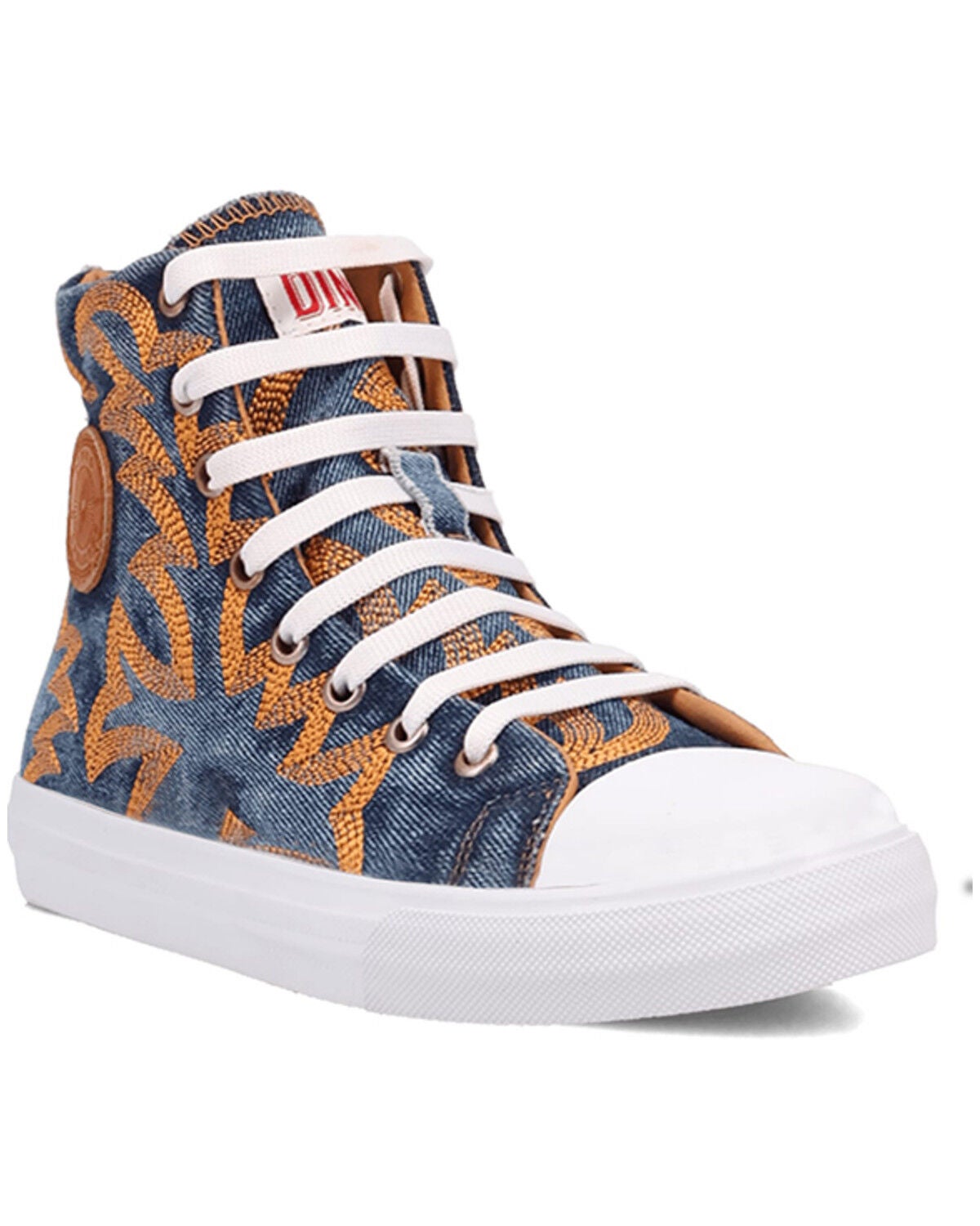 Dingo Women's Denim Western Stitched High-Top Sneakers, Blue, hi-res
