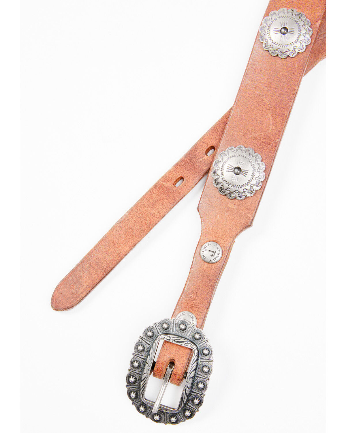 Image #2 - Double J Saddlery Women's Concho Harness Leather Belt, Brown, hi-res