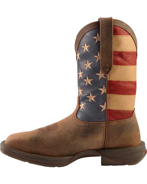 Durango Rebel Men's American Flag Western Boots - Steel Toe, Brown, hi-res