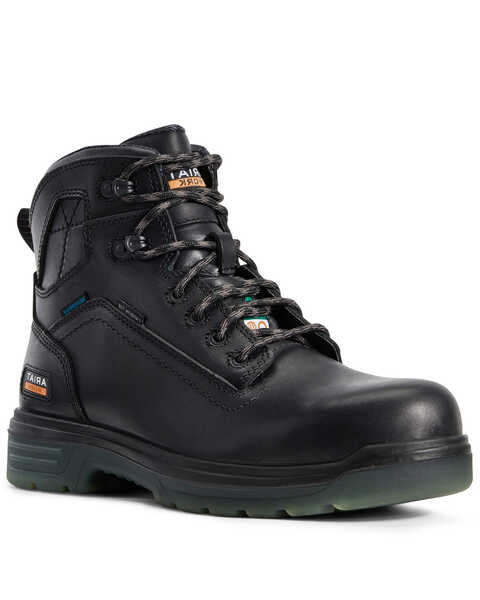 Ariat Men's Turbo Waterproof Work Boots - Carbon Toe, Black, hi-res