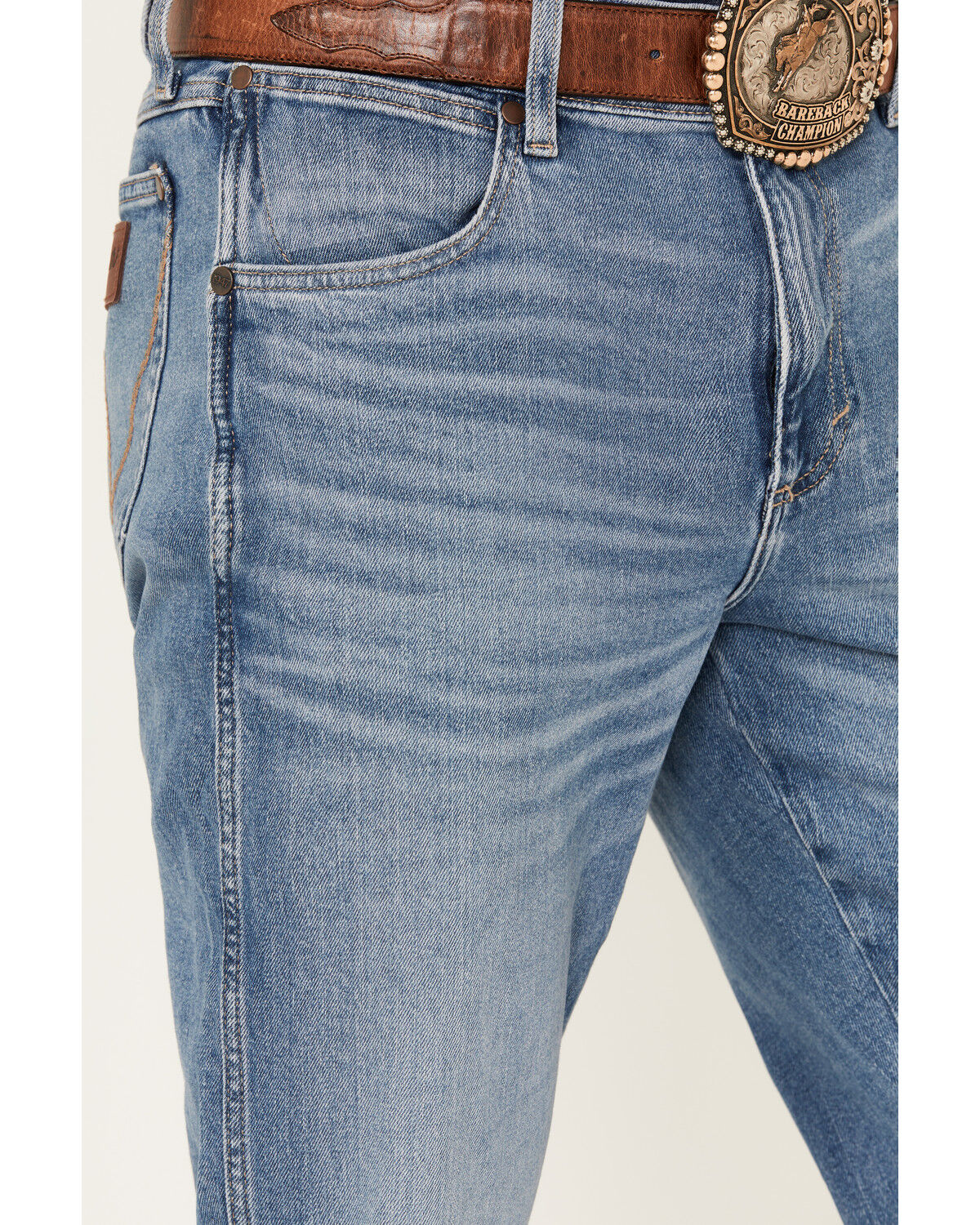 Image #2 - Wrangler Retro Men's Nolen Light Wash Slim Bootcut Stretch Denim Jeans, Light Wash, hi-res