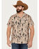 Image #1 - Cinch Men's Camp Tumbleweed Cactus Skull Short Sleeve Button-Down Western Shirt, Beige/khaki, hi-res