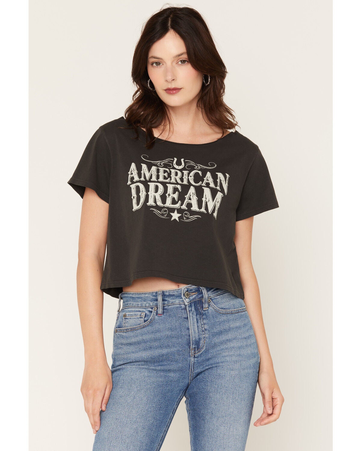 Idyllwind Women's American Dream Off The Shoulder Graphic Tee, Black, hi-res