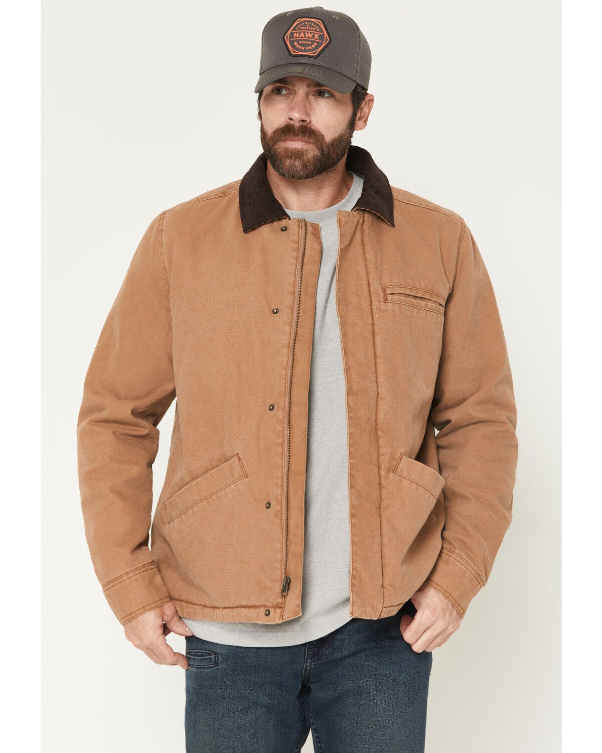 Hawx Men's Sherpa Lined Duck Canvas Jacket, Tan, hi-res