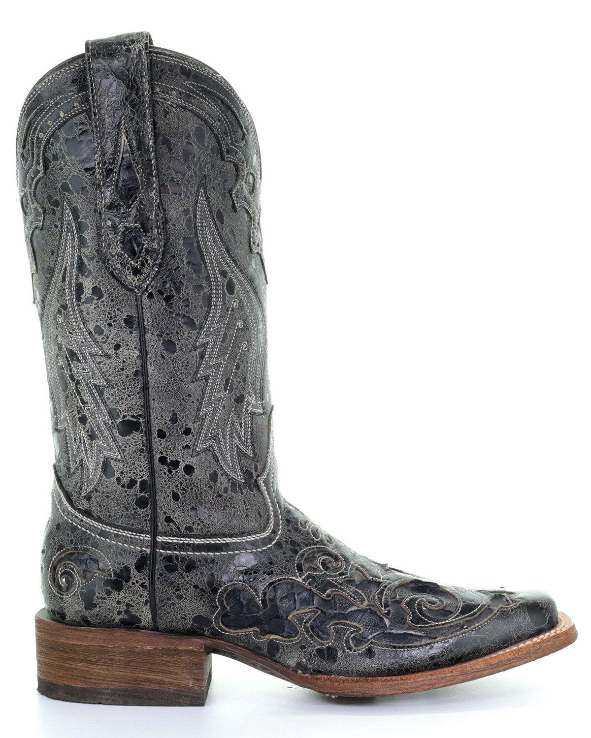 Image #2 - Corral Women's Vintage Python Inlay Western Boots - Square Toe, Black, hi-res