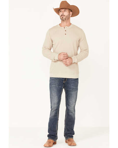 Cody James Men's Solid Cream Wander Long Sleeve Henley Shirt , Cream, hi-res