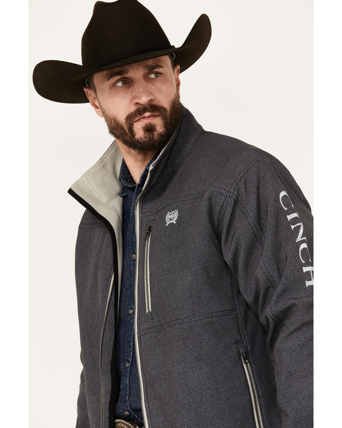 Image #2 - Cinch Men's Concealed Carry Softshell Jacket, Grey, hi-res