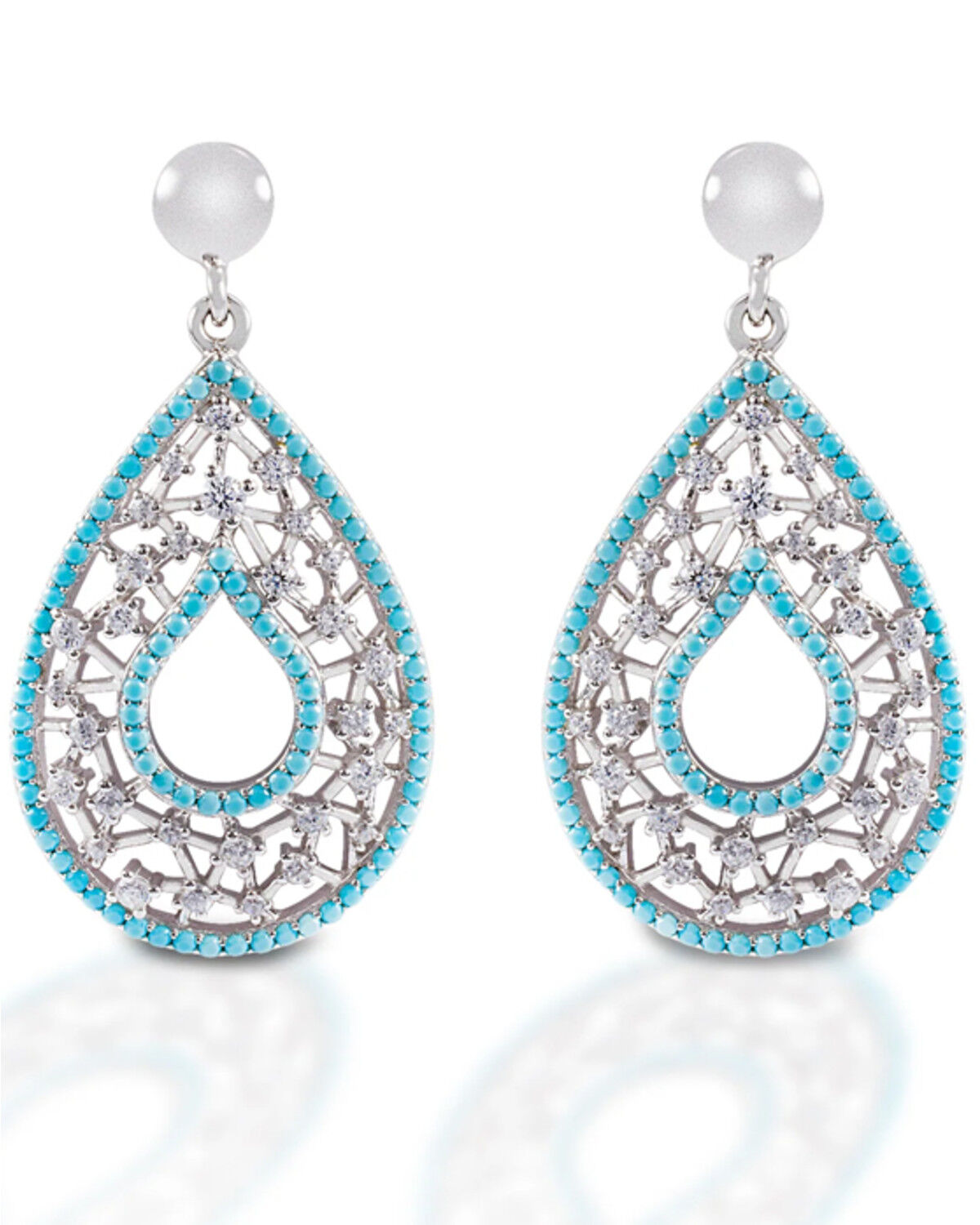 Image #1 - Kelly Herd Women's Silver & Turquoise Teardrop-Shaped Earrings, Blue, hi-res