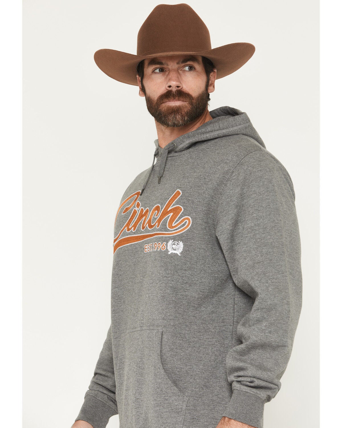 Image #2 - Cinch Men's Logo Hooded Sweatshirt, Grey, hi-res