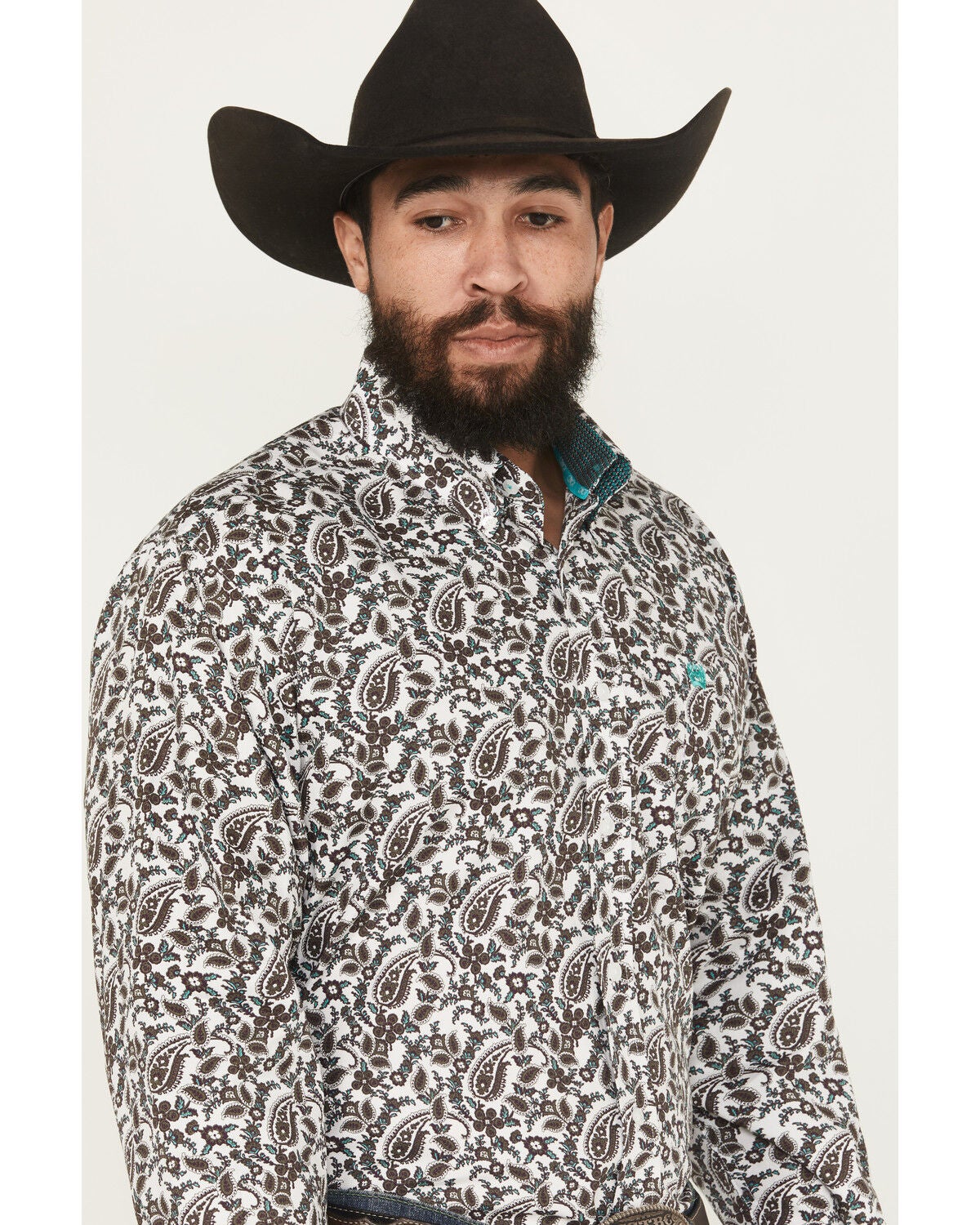 Image #2 - Cinch Men's Paisley Print Long Sleeve Button-Down Western Shirt, White, hi-res