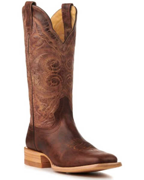 Hondo Boots Men's Cowhide Western Boots - Broad Square Toe, Brown, hi-res