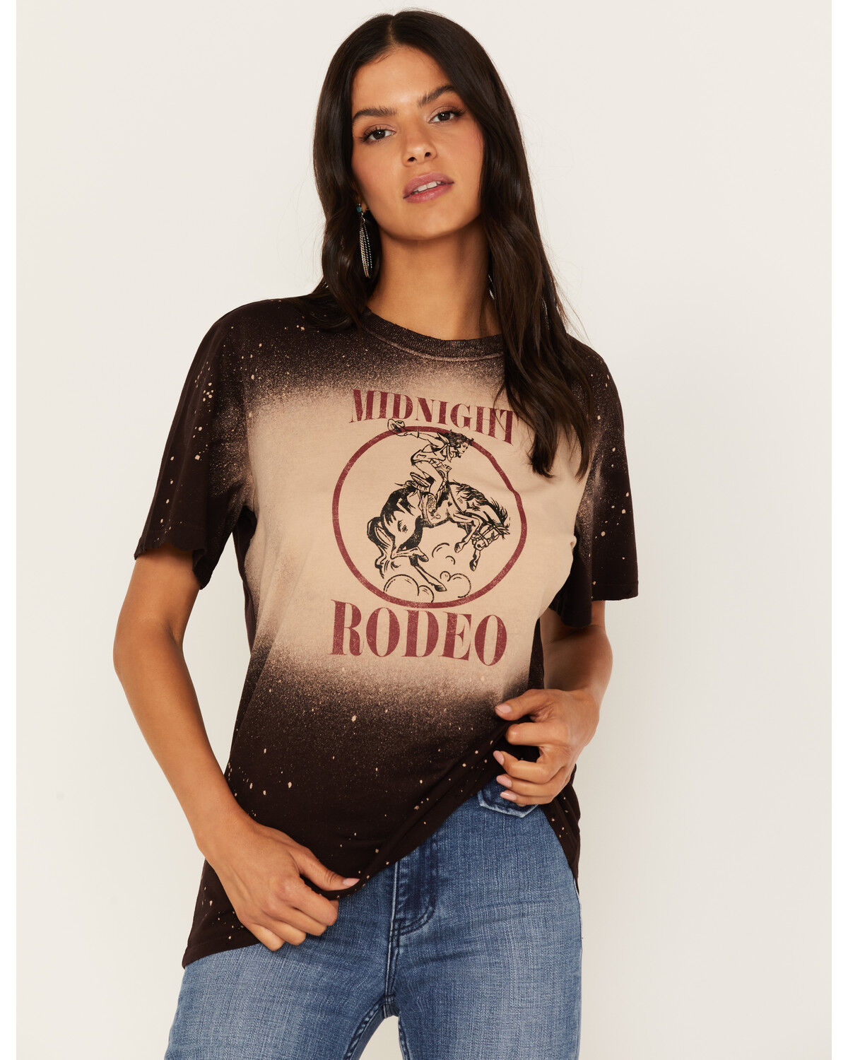 Image #1 - Idyllwind Women's Midnight Rodeo Oversized Graphic Trustie Tee, Dark Brown, hi-res