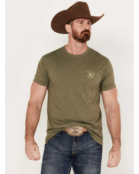 Ariat Men's Tonal Camo Flag Short Sleeve T-Shirt, Charcoal, hi-res