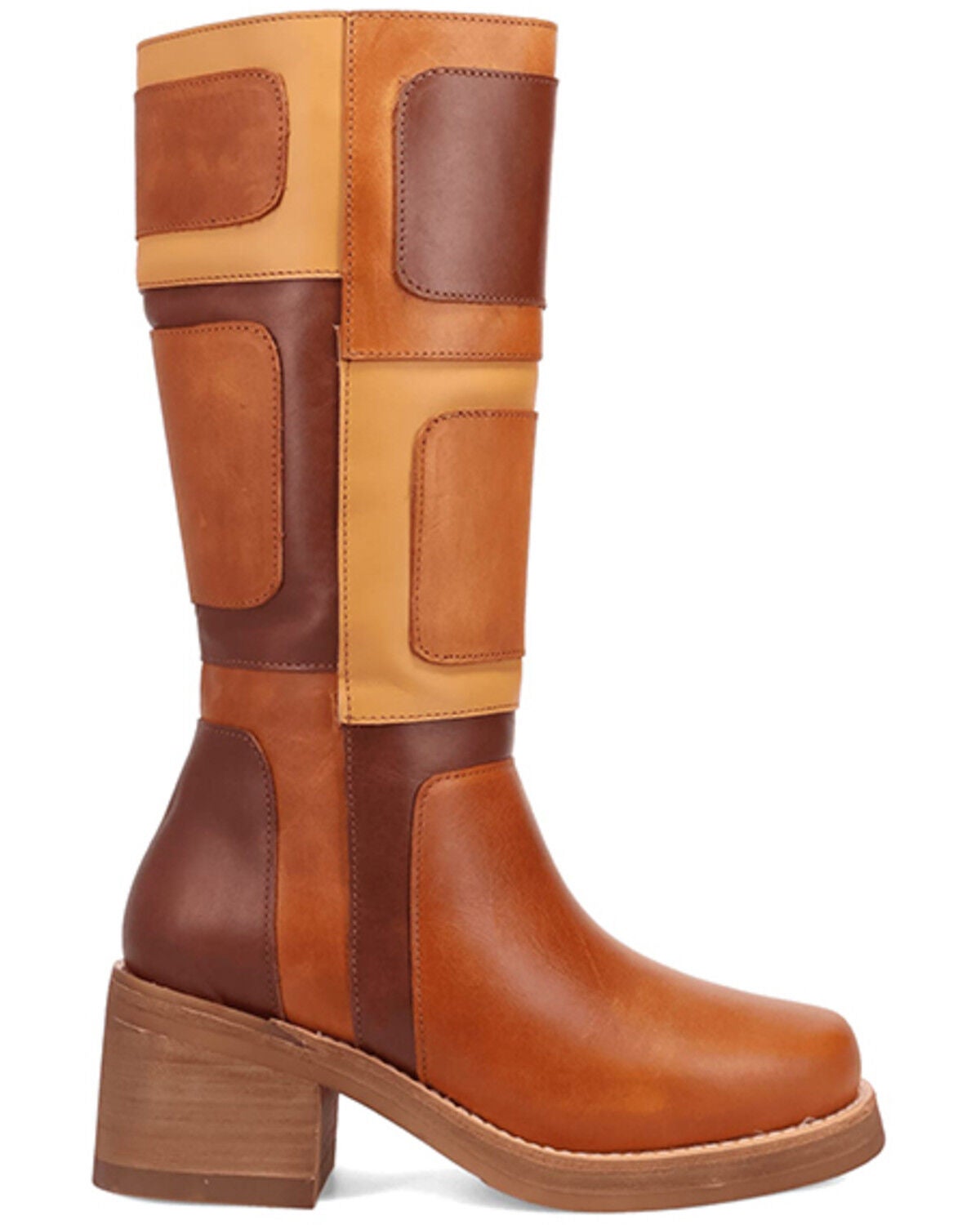 Image #2 - Dingo Women's Multi Patches Fashion Boots - Round Toe, Tan, hi-res